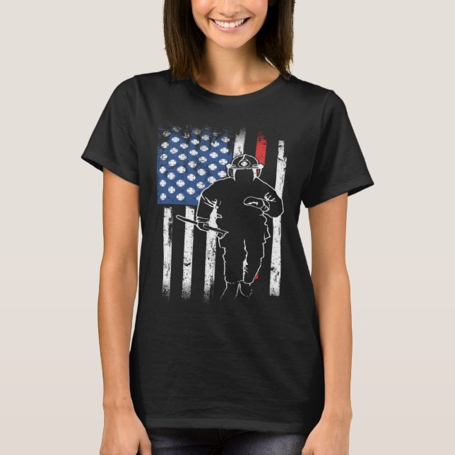 Camiseta Firefighter Thin Redline Retired Firefighter  Idea (Anverso)