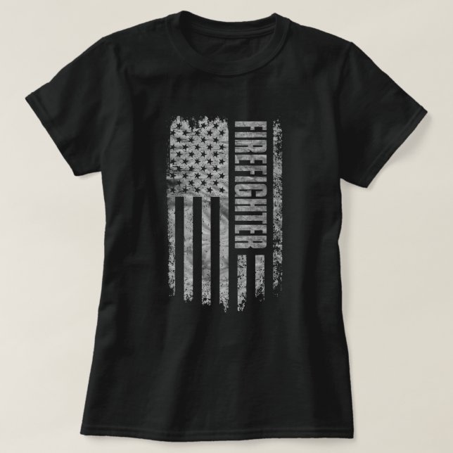 Camiseta Firefighter USA Flag Distressed design (Diseño del anverso)