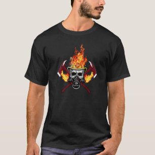 Camiseta Fireman Flaming Gas Mask Happy Fathers Day