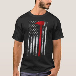 Camiseta Fireman Thin Red Line American Flag Ax regalo para