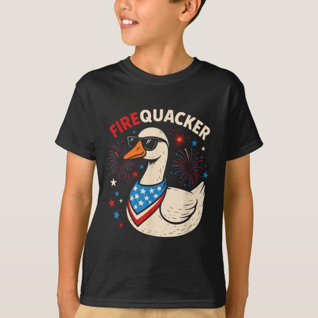 Camiseta Firequacker Goose Funny 4 De Julio Hombres Fiestas (Anverso)