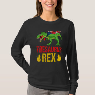 Camiseta Firesaurus Rex Dinosaurios Bombero Antiguo Fuego