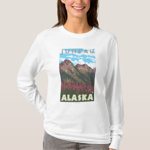 Camiseta Fireweed y montañas - Juneau, Alaska