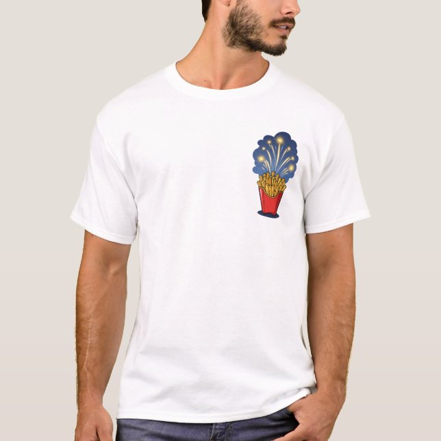 Camiseta Firework Fries Illustration with Golden Sparks (Anverso)