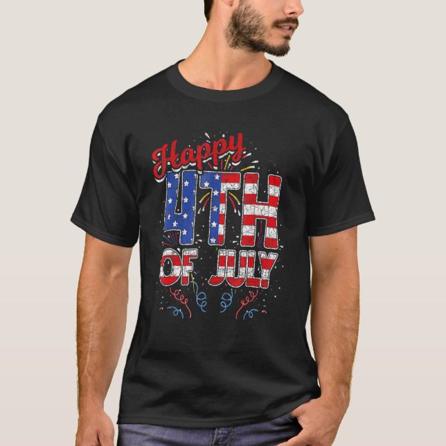 Camiseta Fireworks Happy 4th Of July US Flag American 4th O (Anverso)