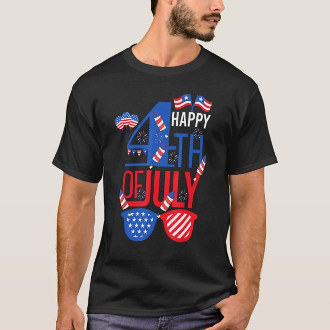 Camiseta Fireworks Happy 4th Of July US Flag American 4th O (Anverso)