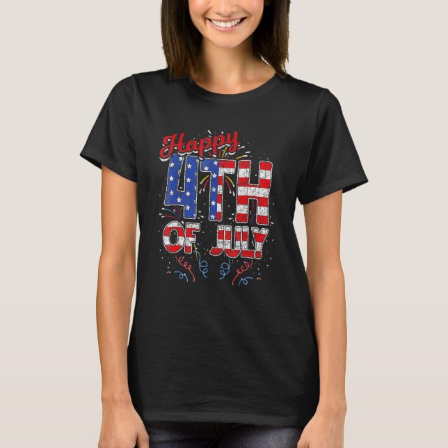 Camiseta Fireworks Happy 4th Of July US Flag American 4th O (Anverso)