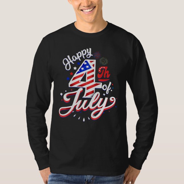 Camiseta Fireworks Happy 4th Of July US Flag American 4th O (Anverso)