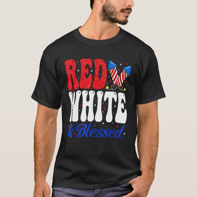 Camiseta Fireworks Red White Blessed Proud American USA 4th (Anverso)