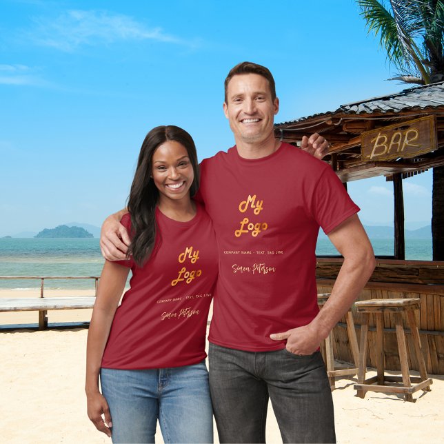 Camiseta Firma del logo del negocio del oro de Borgoña (Subido por el creador)