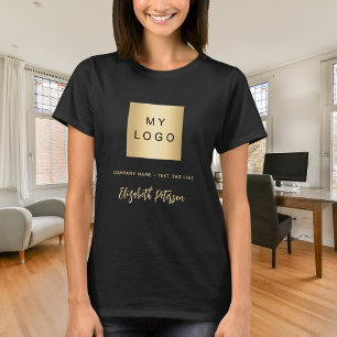 Camiseta firma nombre logotipo negocio oro negro