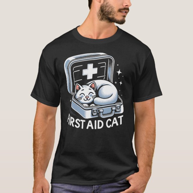 Camiseta First Aid Cat Pun Nurse Doctor Healthcare Novelty  (Anverso)