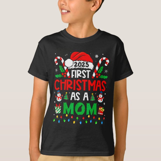 Camiseta First Christmas As A Mom Family Matching New Mommy (Anverso)