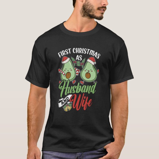 Camiseta First Christmas As Husband And Wife Couple Married (Anverso)