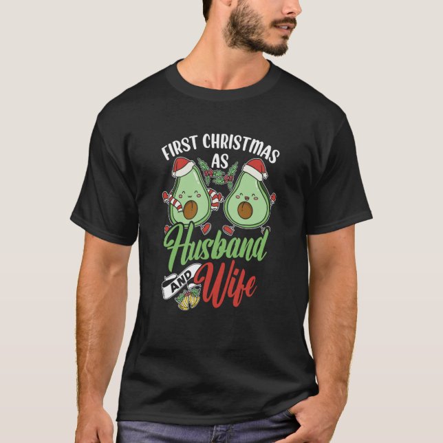Camiseta First Christmas As Husband And Wife Couple Married (Anverso)