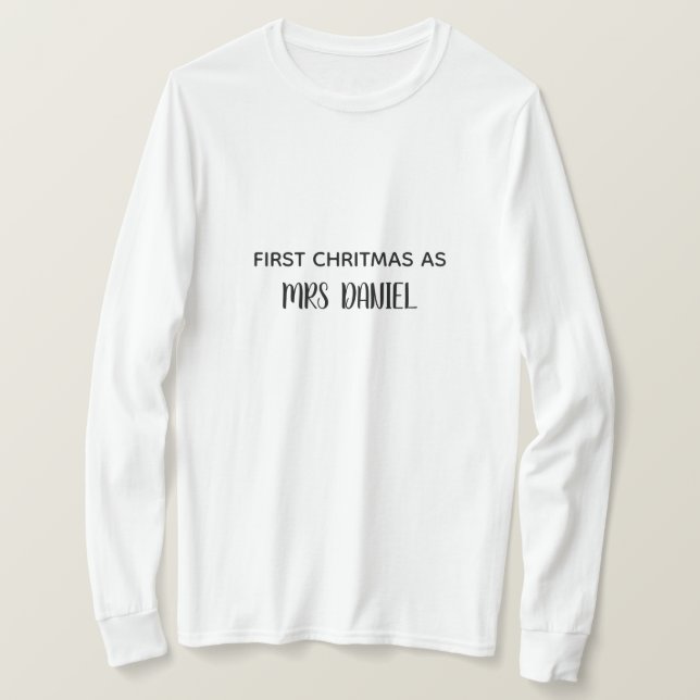 Camiseta First Christmas as Mrs Custom Name Shirt (Anverso del diseño)