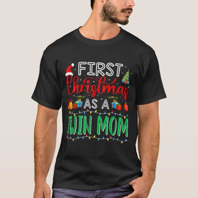 Camiseta First Christmas As Twin Mom Family Matching New Tw (Anverso)