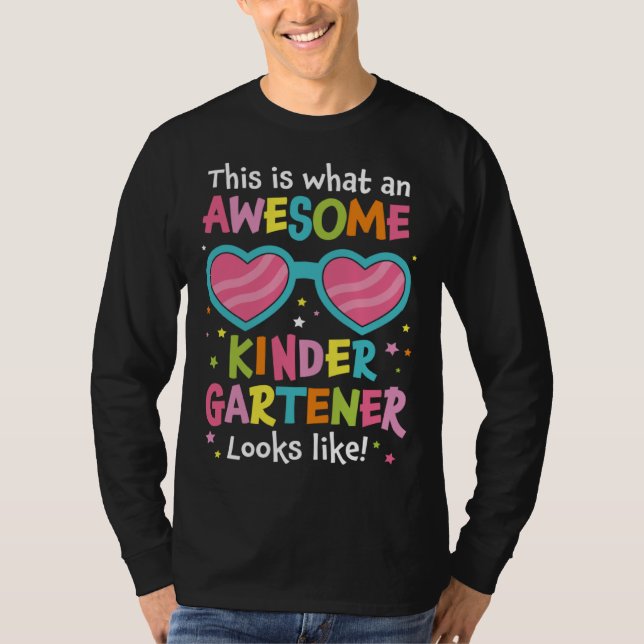 Camiseta First Day Kindergarten Back to School Awesome Kind (Anverso)