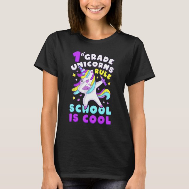 Camiseta First Day of 1st Grade, Back To School, Girl, Unic (Anverso)