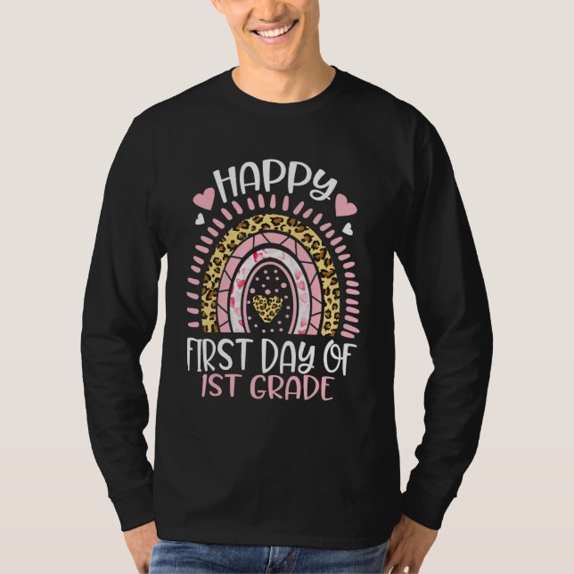 Camiseta First Day Of 1st Grade Back To School Leopard Rain (Anverso)