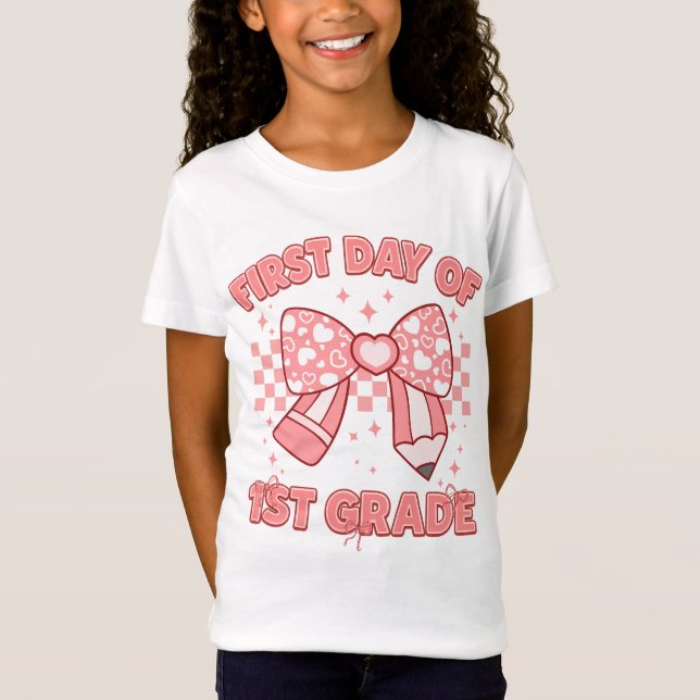 Camiseta First Day Of 1st Grade Coquette Bow Back To School (Anverso)