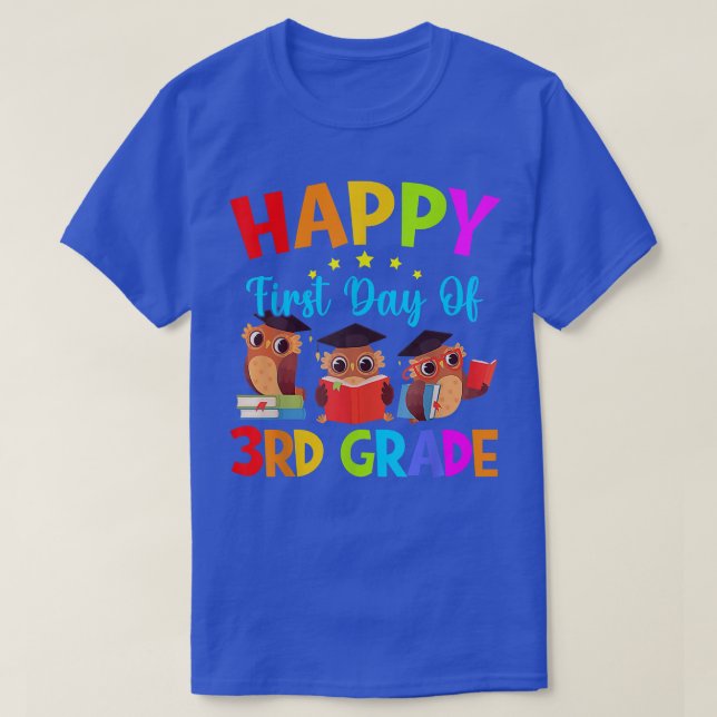 Camiseta First Day Of 3rd Grade Teacher Cute Owls Third Gra (Diseño del anverso)