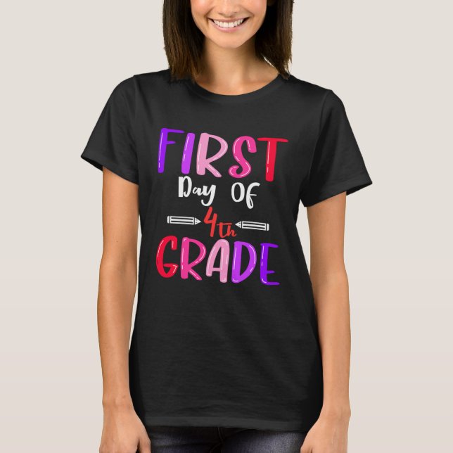 Camiseta First Day Of 4th Grade Back To School Students Fou (Anverso)