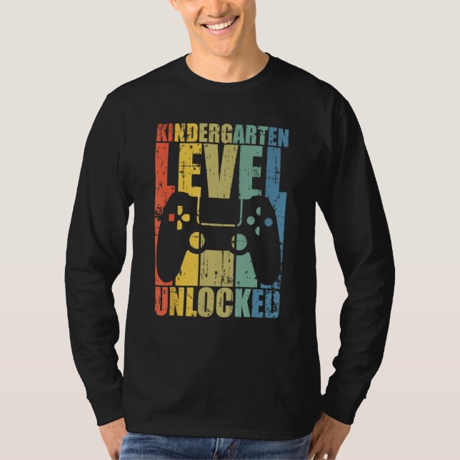 Camiseta First Day Of Kindergarten Level Unlocked Back To S (Anverso)