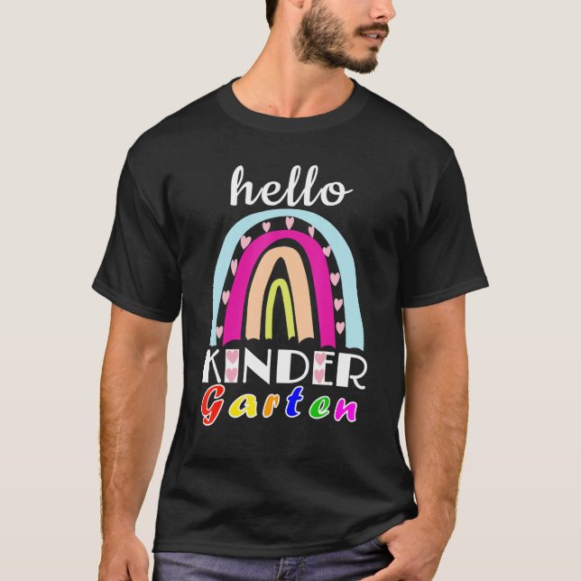 Camiseta First Day Of School Hello Kindergarten Teacher Rai (Anverso)
