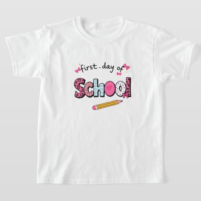 Camiseta First Day of School T-Shirt for Girls – Cute Shirt (Distribución)