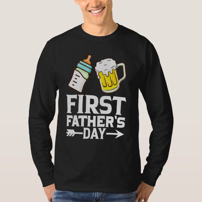 Camiseta First Father s Day  Beer Baby Bottle Dad Daddy Men (Anverso)