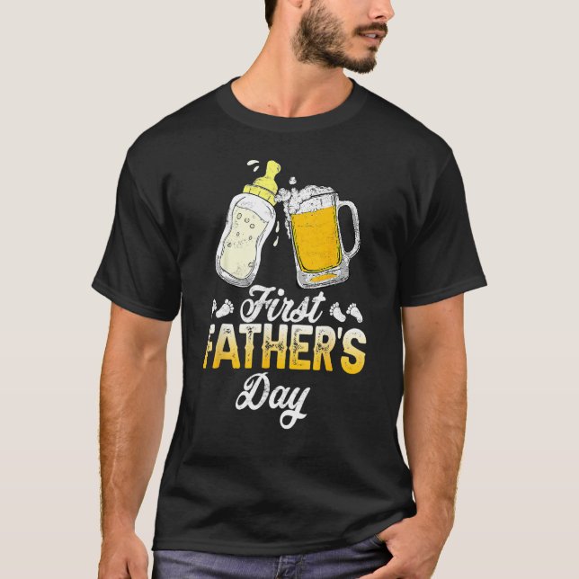 Camiseta First Father s Day  Beer Baby Bottle Daddy 2023 Da (Anverso)