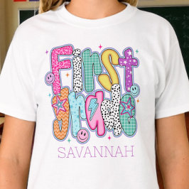 Camiseta First Grade First Day of School Coquette Custom