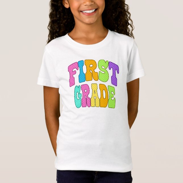 Camiseta First Grade Flair: Bursting into Bright Beginnings (Anverso)