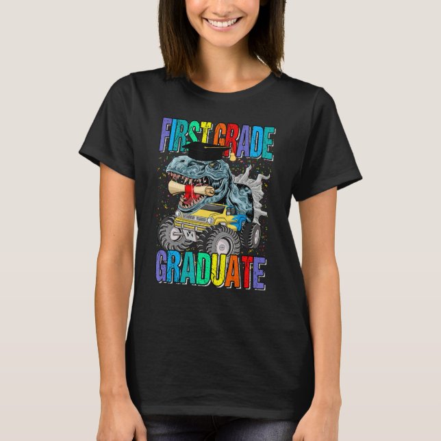 Camiseta First Grade Graduate Monster Truck Dinosaur Gradua (Anverso)