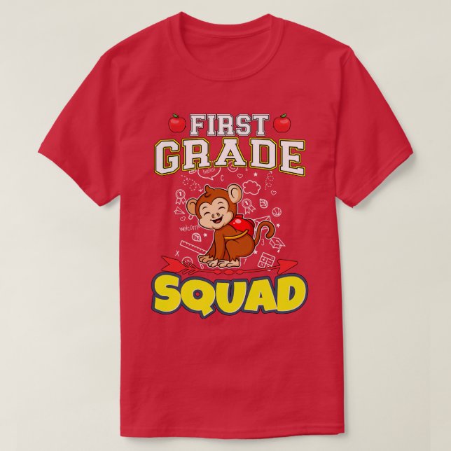 Camiseta First Grade Squad Funny Elementary Primary School  (Diseño del anverso)