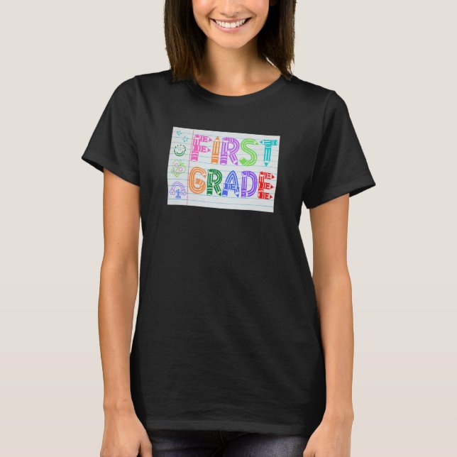 Camiseta First Grade Team Cute Doodle School Kids Teacher 1 (Anverso)