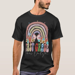 Camiseta First Grade Vibes Only Back To School Rainbow Retr