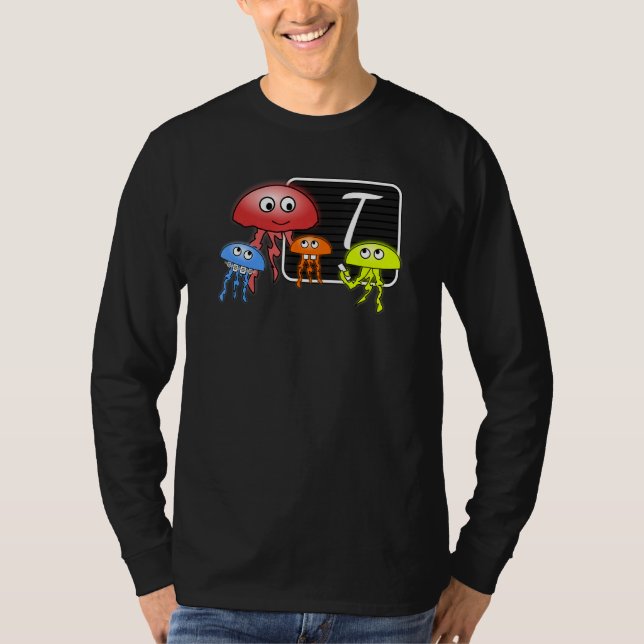 Camiseta First Grader Jellyfish Letter As Monogram (Anverso)