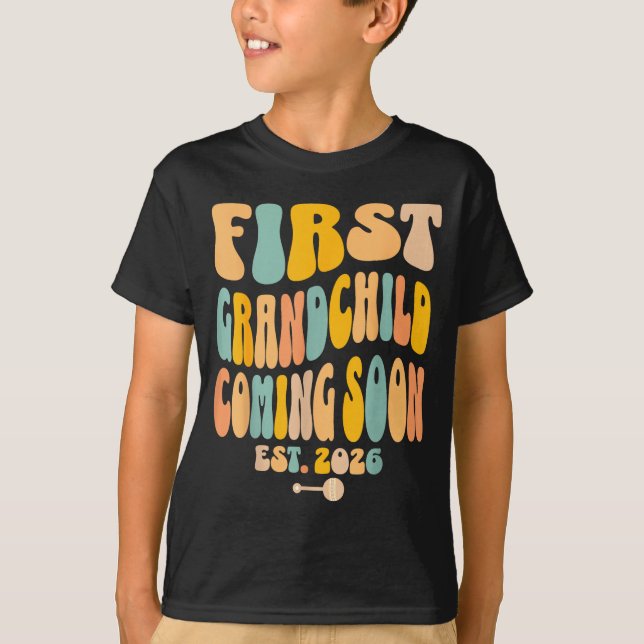 Camiseta First Granhild Coming Soon 2026 Baby Announcement  (Anverso)