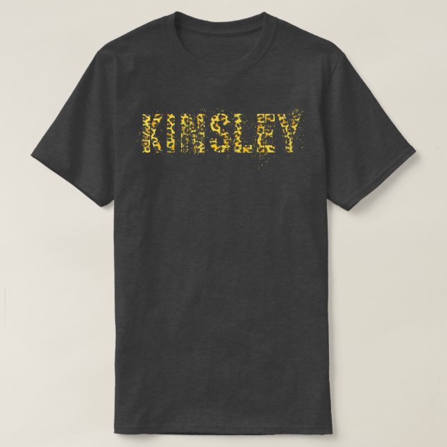 Camiseta First Name KINSLEY Leopard Print Girl Cheetah Sist (Diseño del anverso)