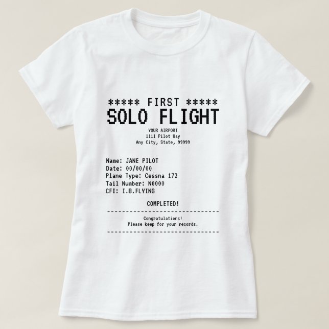 Camiseta First Solo Flight (Diseño del anverso)