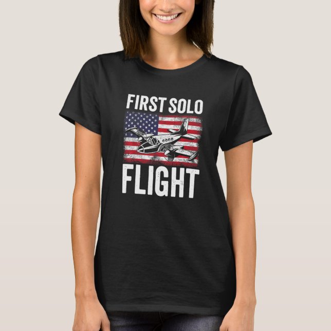 Camiseta First Solo Flight Plane Aircraft Pilot Flight   (Anverso)