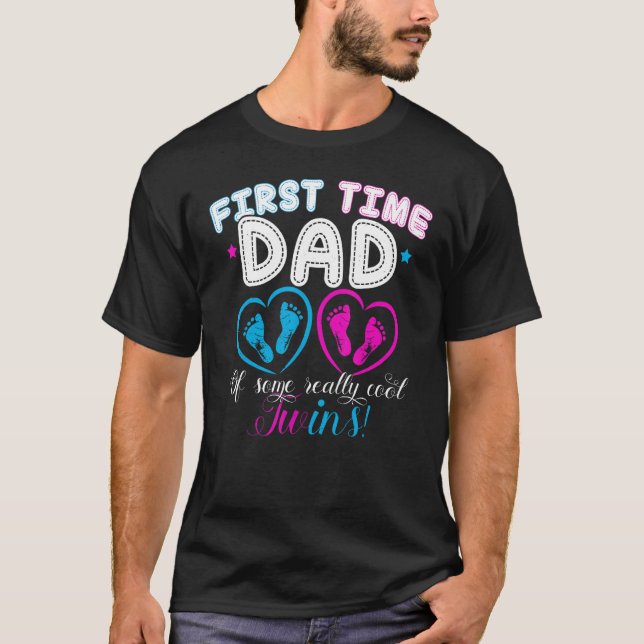 Camiseta First Time Dad Daddy Of Twins Father s Day Gif (Anverso)