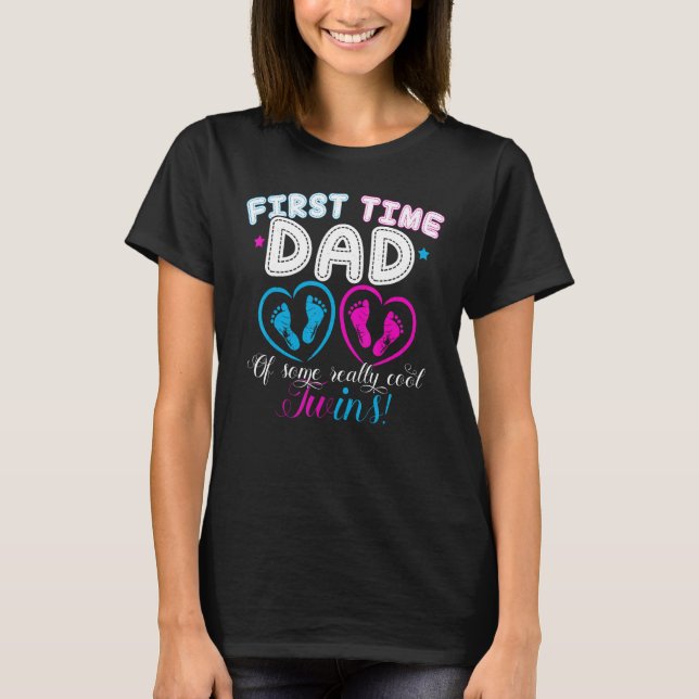 Camiseta First Time Dad Daddy Of Twins Father s Day Gif (Anverso)
