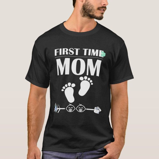 Camiseta First Time Mom Announcemen Plus Size Cute Graphic (Anverso)