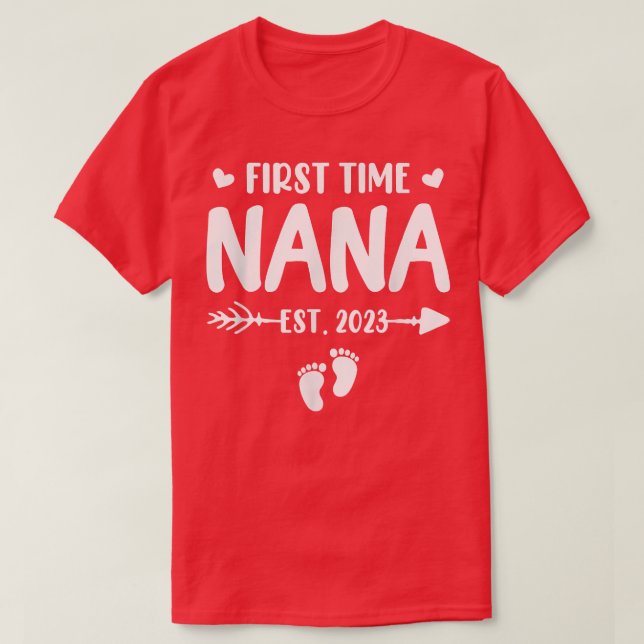 Camiseta First Time Nana Est 2023 Soon To Be Nana Gender Re (Diseño del anverso)