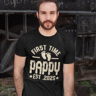 Camiseta First Time Pappy – New Dad Gift