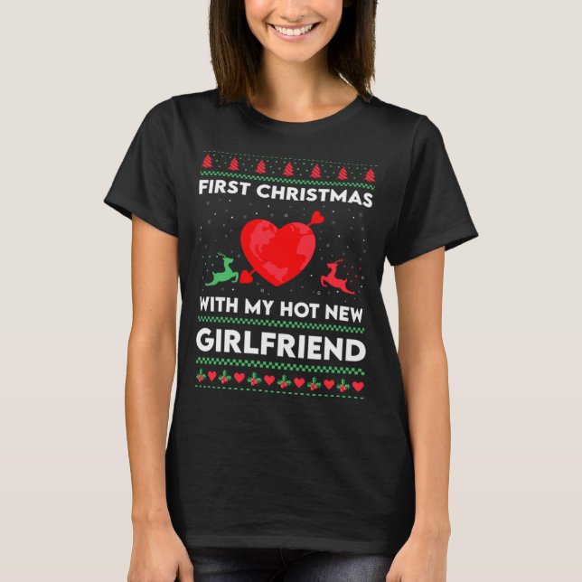 Camiseta First Xmas With My New Girlfriend Men Ugly Christ  (Anverso)