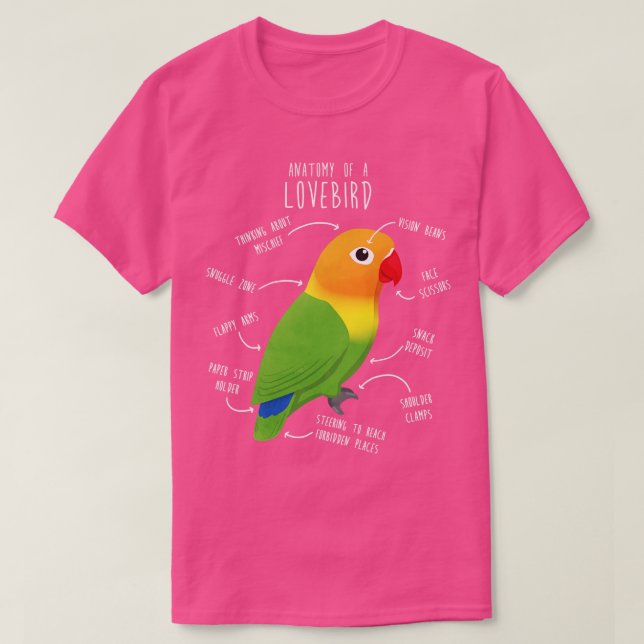 Camiseta Fischers Lovebird Parrot Anatomía (Diseño del anverso)